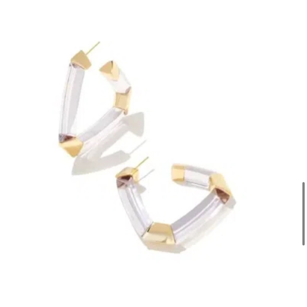 Kendra Scott Arden Gold and Clear Statement Hoops